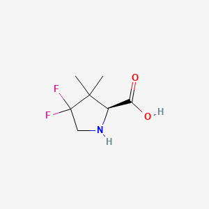 Chemical structure of (S)-4,4-Difluoro-3,3-dimethylpyrrolidine-2-carboxylic acid