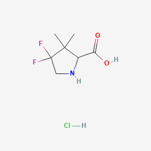 Chemical structure of (S)-4,4-Difluoro-3,3-dimethylpyrrolidine-2-carboxylic acid hydrochloride