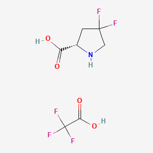 Chemical structure of (S)-4,4-Difluoropyrrolidine-2-carboxylic acid compound with 2,2,2-trifluoroacetic acid (1:1)