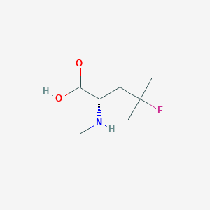 Chemical structure of (S)-4-fluoro-4-methyl-2-(methylamino)pentanoic acid