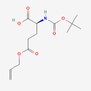 Chemical structure of (S)-5-(Allyloxy)-2-((tert-butoxycarbonyl)amino)-5-oxopentanoic acid