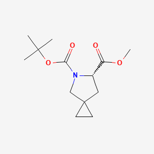 Chemical structure of (S)-5-tert-Butyl 6-methyl 5-azaspiro[2.4]heptane-5,6-dicarboxylate