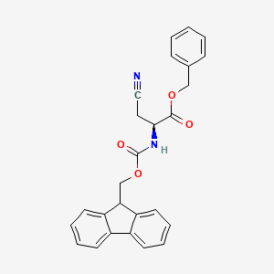 Chemical structure of (S)-Benzyl 2-((((9H-fluoren-9-yl)methoxy)carbonyl)amino)-3-cyanopropanoate