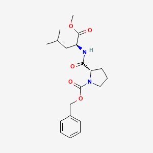 Chemical structure of (S)-Benzyl 2-(((S)-1-methoxy-4-methyl-1-oxopentan-2-yl)carbamoyl)pyrrolidine-1-carboxylate