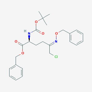 Chemical structure of (S)-benzyl 5-((benzyloxy)imino)-2-((tert-butoxycarbonyl)amino)-6-chlorohexanoate
