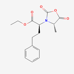 Chemical structure of (S)-Ethyl 2-((S)-4-methyl-2,5-dioxooxazolidin-3-yl)-4-phenylbutanoate