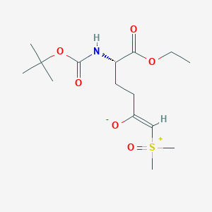 Chemical structure of (S)-ethyl 2-((tert-butoxycarbonyl)amino)-6-(dimethylhydrosulfinyl)-5-hydroxyhex-5-enoate