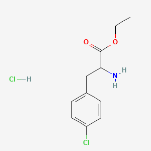 Chemical structure of DL-4-Chlorophenylalanine ethyl ester hydrochloride