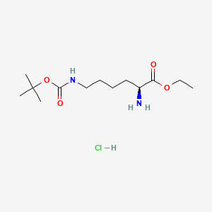 Chemical structure of (S)-Ethyl 2-amino-6-((tert-butoxycarbonyl)amino)hexanoate hydrochloride