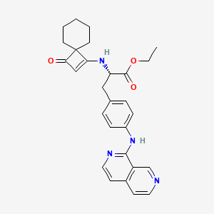 Chemical structure of (S)-ethyl 3-(4-(2,7-naphthyridin-1-ylamino)phenyl)-2-(3-oxospiro[3.5]non-1-en-1-ylamino)propanoate