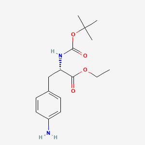 Chemical structure of (S)-ethyl 3-(4-aminophenyl)-2-(tert-butoxycarbonylamino)propanoate