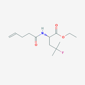 Chemical structure of (S)-ethyl 4-fluoro-4-methyl-2-(pent-4-enamido)pentanoate