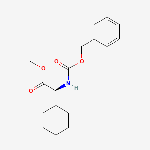 Chemical structure of (S)-methyl 2-(((benzyloxy)carbonyl)amino)-2-cyclohexylacetate