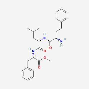 Chemical structure of (S)-Methyl 2-((S)-2-((S)-2-amino-4-phenylbutanamido)-4-methylpentanamido)-3-phenylpropanoate