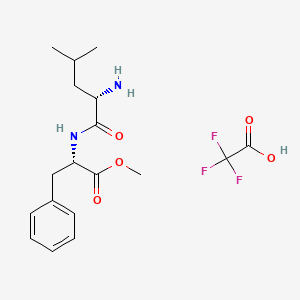 Chemical structure of (S)-Methyl 2-((S)-2-amino-4-methylpentanamido)-3-phenylpropanoate 2,2,2-trifluoroacetate