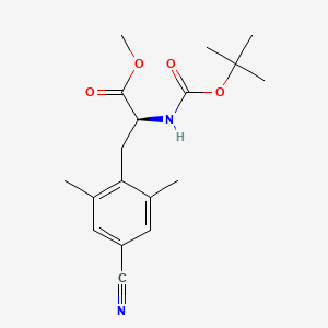 Chemical structure of (S)-methyl 2-((tert-butoxycarbonyl)amino)-3-(4-cyano-2,6-dimethylphenyl)propanoate