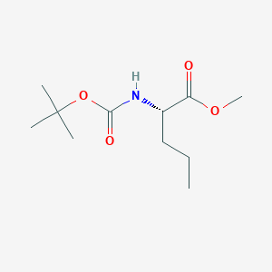 Chemical structure of (S)-methyl 2-((tert-butoxycarbonyl)amino)pentanoate