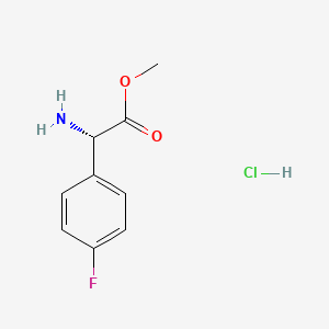 Chemical structure of (S)-Methyl 2-amino-2-(4-fluorophenyl)acetate hydrochloride
