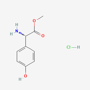Chemical structure of (S)-Methyl 2-amino-2-(4-hydroxyphenyl)acetate hydrochloride
