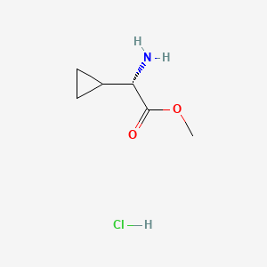Chemical structure of (S)-Methyl 2-amino-2-cyclopropylacetate hydrochloride