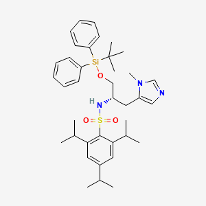 Chemical structure of (S)-N-(1-((tert-Butyldiphenylsilyl)oxy)-3-(1-methyl-1H-imidazol-5-yl)propan-2-yl)-2,4,6-triisopropylbenzenesulfonamide
