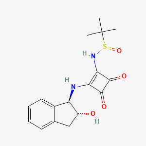 Chemical structure of (S)-N-(2-(((1R,2R)-2-Hydroxy-2,3-dihydro-1H-inden-1-yl)amino)-3,4-dioxocyclobut-1-en-1-yl)-2-methylpropane-2-sulfinamide
