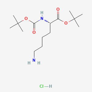 Chemical structure of (S)-tert-Butyl 6-amino-2-((tert-butoxycarbonyl)amino)hexanoate hydrochloride