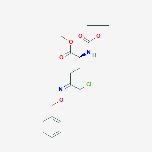 Chemical structure of (S,E)-ethyl 5-((benzyloxy)imino)-2-((tert-butoxycarbonyl)amino)-6-chlorohexanoate