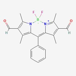 Chemical structure of (T-4)-Difluoro[5-[(4-formyl-3,5-dimethyl-2H-pyrrol-2-ylidene-κN)phenylmethyl]-2,4-dimethyl-1H-pyrrole-3-carboxaldehydato-κN1]boron