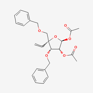 Chemical structure of [(2s,3r,4s,5r)-2-acetoxy-4-benzyloxy-5-(benzyloxymethyl)-5-vinyl-tetrahydrofuran-3-yl]acetate