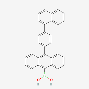 Chemical structure of [10-[4-(Naphthalen-1-yl)phenyl]anthracen-9-yl]boronic Acid (contains varying amounts of Anhydride)