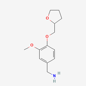 Chemical structure of [3-methoxy-4-(oxolan-2-ylmethoxy)phenyl]methanamine