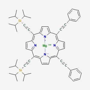 Chemical structure of [5,15-Bis(phenylethynyl)-10,20-bis[(triisopropylsilyl)ethynyl]porphyrinato]magnesium(II)