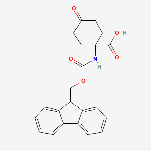 Chemical structure of 1-((((9H-Fluoren-9-yl)methoxy)carbonyl)amino)-4-oxocyclohexane-1-carboxylic acid