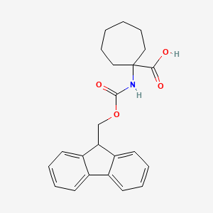Chemical structure of 1-((((9H-Fluoren-9-yl)methoxy)carbonyl)amino)cycloheptane-1-carboxylic acid