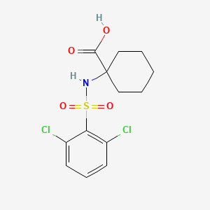 Chemical structure of 1-((2,6-Dichlorophenyl)sulfonamido)cyclohexane-1-carboxylic acid