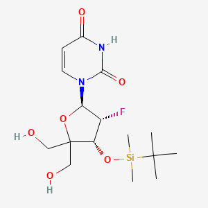 Chemical structure of 1-((2R,3R,4R)-4-((tert-butyldimethylsilyl)oxy)-3-fluoro-5,5-bis(hydroxymethyl)tetrahydrofuran-2-yl)pyrimidine-2,4(1H,3H)-dione