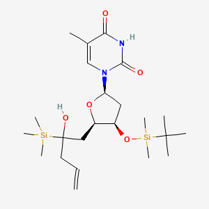 Chemical structure of 1-((2R,4S,5R)-4-((Triethylsilyl)oxy)-5-(((triethylsilyl)oxy)methyl)tetrahydrofuran-2-yl)-5-vinylpyrimidine-2,4(1H,3H)-dione
