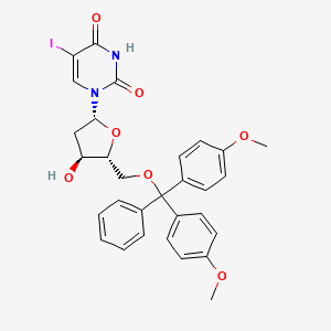 Chemical structure of 1-((2R,4S,5R)-5-((bis(4-methoxyphenyl)(phenyl)methoxy)methyl)-4-hydroxytetrahydrofuran-2-yl)-5-iodopyrimidine-2,4(1H,3H)-dione