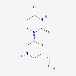Chemical structure of 1-((2R,6S)-6-(Hydroxymethyl)morpholin-2-yl)pyrimidine-2,4(1H,3H)-dione