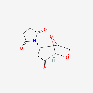 Chemical structure of 1-((2S,5R)-4-oxo-6,8-dioxabicyclo[3.2.1]Octan-2-yl)pyrrolidine-2,5-dione