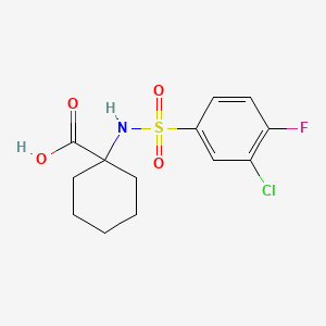 Chemical structure of 1-((3-Chloro-4-fluorophenyl)sulfonamido)cyclohexane-1-carboxylic acid