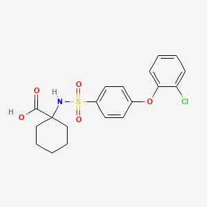 Chemical structure of 1-((4-(2-Chlorophenoxy)phenyl)sulfonamido)cyclohexane-1-carboxylic acid
