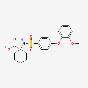 Chemical structure of 1-((4-(2-Methoxyphenoxy)phenyl)sulfonamido)cyclohexane-1-carboxylic acid
