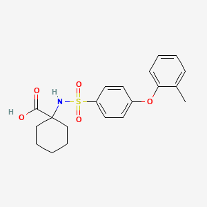 Chemical structure of 1-((4-(O-tolyloxy)phenyl)sulfonamido)cyclohexane-1-carboxylic acid