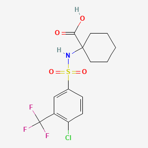 Chemical structure of 1-((4-Chloro-3-(trifluoromethyl)phenyl)sulfonamido)cyclohexane-1-carboxylic acid