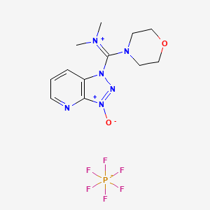 Chemical structure of 1-((Dimethyliminio)(morpholino)methyl)-1H-[1,2,3]triazolo[4,5-b]pyridine 3-oxide hexafluorophosphate(V)