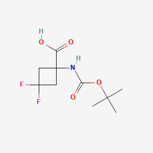 Chemical structure of 1-((tert-Butoxycarbonyl)amino)-3,3-difluorocyclobutanecarboxylic acid