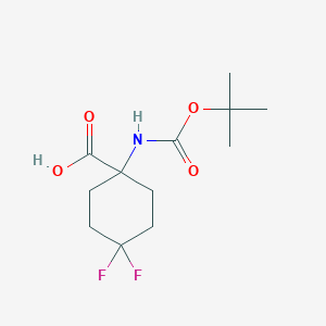 Chemical structure of 1-((tert-Butoxycarbonyl)amino)-4,4-difluorocyclohexanecarboxylic acid