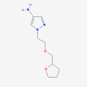 Chemical structure of 1-{2-[(oxolan-2-yl)methoxy]ethyl}-1H-pyrazol-4-amine